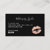 モダンブラック&バラ金ゴールドグリッターメイクアップアーティスト 名刺 (裏面)