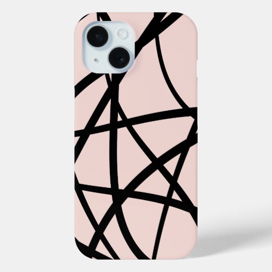 モダンブラック＆ベージュ抽象的ライン Case-Mate iPhoneケース (裏面)