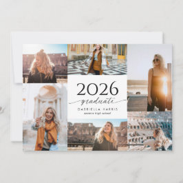 モダンブラック+ホワイトスクリプト 2026年卒業 招待状