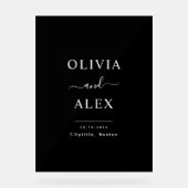 モダンブラック&ホワイトパーソナライズされたウェルカム結婚ズ アクリルサイン (正面)