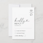 モダンブラック&ホワイト結婚式RSVPカード 出欠カード (正面)