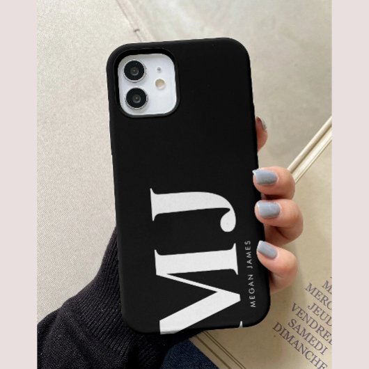 モダンブラック&ホワイト オーダーメイドイニシャル Case-Mate iPhoneケース