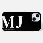 モダンブラック&ホワイト オーダーメイドイニシャル Case-Mate iPhoneケース (裏面 (横))