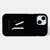 モダンブラック&ホワイト オーダーメイドモノグラム Case-Mate iPhoneケース (裏面 (横))