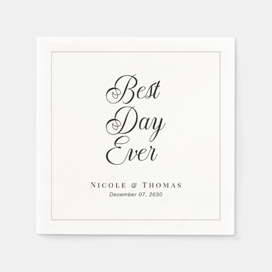モダンブラック&ホワ最高のイ・デイ・エバ結婚ー スタンダードカクテルナプキン (正面)