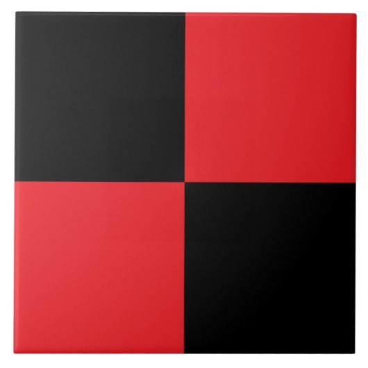 モダンブラック&レッドチェック柄セラミックタイル タイル (正面)
