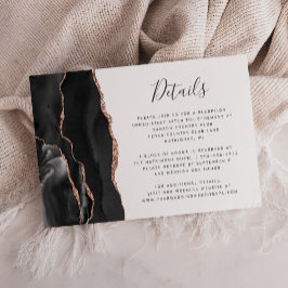モダンブラック+ローズゴールド+アゲートの結婚式の詳細 エンクロージャーカード