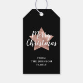 モダンブラック+ローズゴールド+スタークリスマス ギフトタグ (正面)