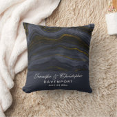 モダンブラック&金ゴールドアガテストーン抽象芸術結婚ズ クッション (ブランケット)