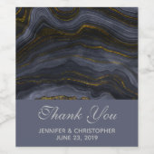 モダンブラック&金ゴールドアガテストーン抽象芸術結婚ズ ワインラベル (シングルラベル)