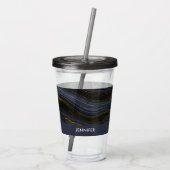 モダンブラック&金ゴールドアガテストーン抽象芸術 アクリルタンブラー (裏面)