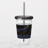 モダンブラック&金ゴールドアガテストーン抽象芸術 アクリルタンブラー (右)