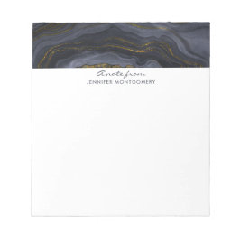 モダンブラック&金ゴールドアガテストーン抽象芸術 ノートパッド