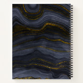 モダンブラック&金ゴールドアガテストーン抽象芸術 ノートブック (裏面)