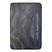 モダンブラック&金ゴールドアガテストーン抽象芸術 バスマット (正面縦)