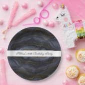 モダンブラック&金ゴールドアガテストーン抽象芸術 ペーパープレート (パーティー)