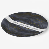 モダンブラック&金ゴールドアガテストーン抽象芸術 ペーパープレート (アングル)