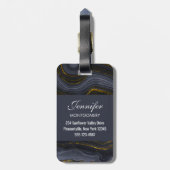 モダンブラック&金ゴールドアガテストーン抽象芸術 ラゲッジタグ (裏面縦)