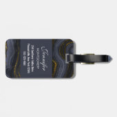 モダンブラック&金ゴールドアガテストーン抽象芸術 ラゲッジタグ (裏面横)