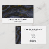 モダンブラック&金ゴールドアガテストーン抽象芸術 名刺 (正面/裏面)