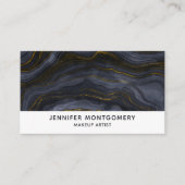 モダンブラック&金ゴールドアガテストーン抽象芸術 名刺 (正面)