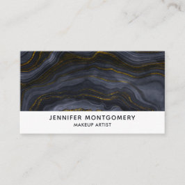 モダンブラック&金ゴールドアガテストーン抽象芸術 名刺