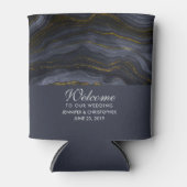 モダンブラック&金ゴールドアガテストーン抽象芸術 缶クーラー (正面)