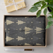 モダンブラック&金ゴールドエレガントクリスマスツリーパターン 薄葉紙 (ギフト)