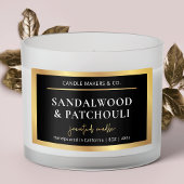 モダンブラック&金ゴールドエレガントジャー包装用キャンドル 長方形シール