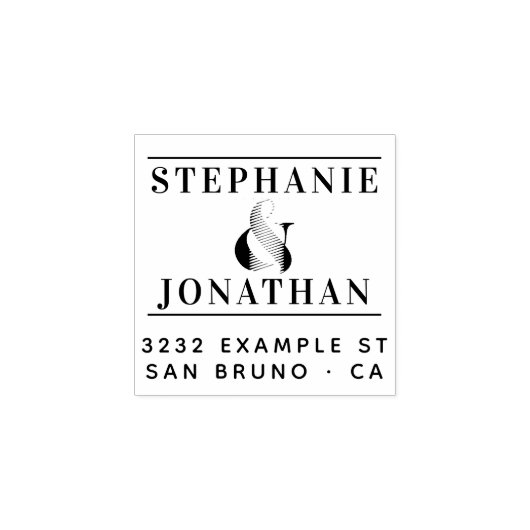 モダンブラック&金ゴールドエレガントタイポグラフィ婚約 ラバースタンプ (インプリント)