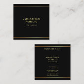 モダンブラック&金ゴールドエレガントプロフェッショナルテンプレート スクエア名刺 (正面/裏面)