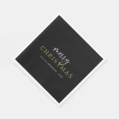 モダンブラック&金ゴールドクリスマスパーティー スタンダードランチョンナプキン (角)