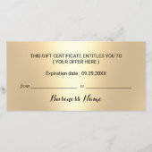 モダンブラック&金ゴールドサロンスパギフト券 (裏面)