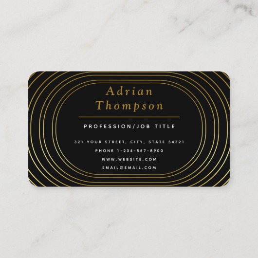 モダンブラック&金ゴールドハイエレガントロー 名刺 (裏面)