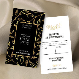 モダンブラック&金ゴールドフローラ衣料つるラベル 名刺