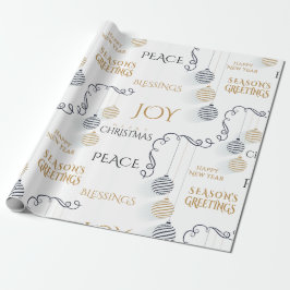 モダンブラック&金ゴールドホリミニマルディバウブル ラッピングペーパー