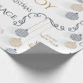 モダンブラック&金ゴールドホリミニマルディバウブル ラッピングペーパー (角)