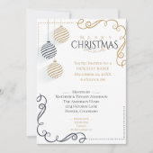 モダンブラック&金ゴールドホリミニマルディバウブル 招待状 (正面)