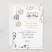 モダンブラック&金ゴールドホリミニマルディバウブル 招待状 (正面)