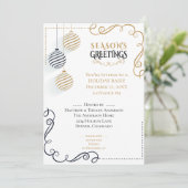 モダンブラック&金ゴールドホリミニマルディバウブル 招待状 (スタンド正面)