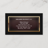 モダンブラック&金ゴールド実在エテート 名刺 (裏面)