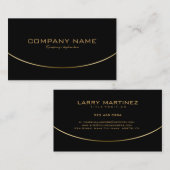 モダンブラック&金ゴールド幾何シンプルデザイン 名刺 (正面/裏面)