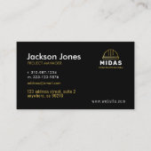 モダンブラック+金ゴールド懸命ハット建築会社 名刺 (正面)