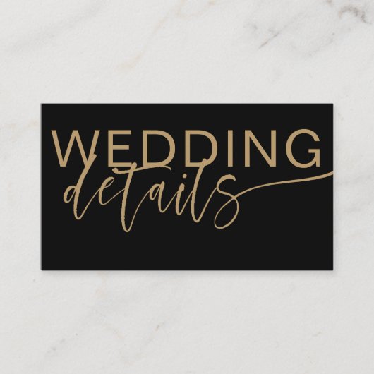 モダンブラック&金ゴールド書道の結婚詳細 エンクロージャーカード (正面)