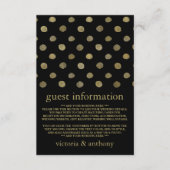 モダンブラック&金ゴールド水玉模様結婚ズ詳細 エンクロージャーカード (正面)