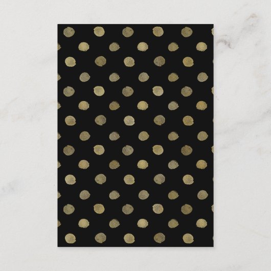 モダンブラック&金ゴールド水玉模様結婚ズ詳細 エンクロージャーカード (裏面)