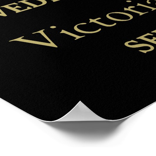 モダンブラック&金ゴールド水玉模様結婚ズ・ウェルカム ポスター (角)