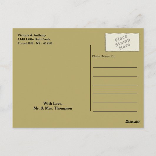 モダンブラック&金ゴールド水玉模様結婚ズ・サンキュー ポストカード (裏面)