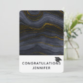 モダンブラック&金ゴールド瑪瑙の卒業キャップ シーズンカード (スタンド正面)