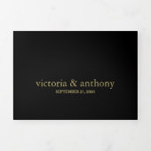 モダンブラック&金ゴールド結婚ズスイート 三つ折り招待状 (カバー)